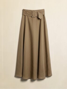 Zara Taupe Belted A-Line Maxi Skirt